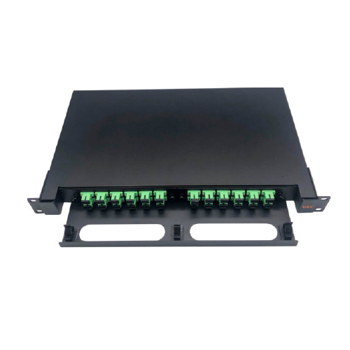 Bandeja para fibra con adaptadores SC/APC y pigtail SC/APC x24